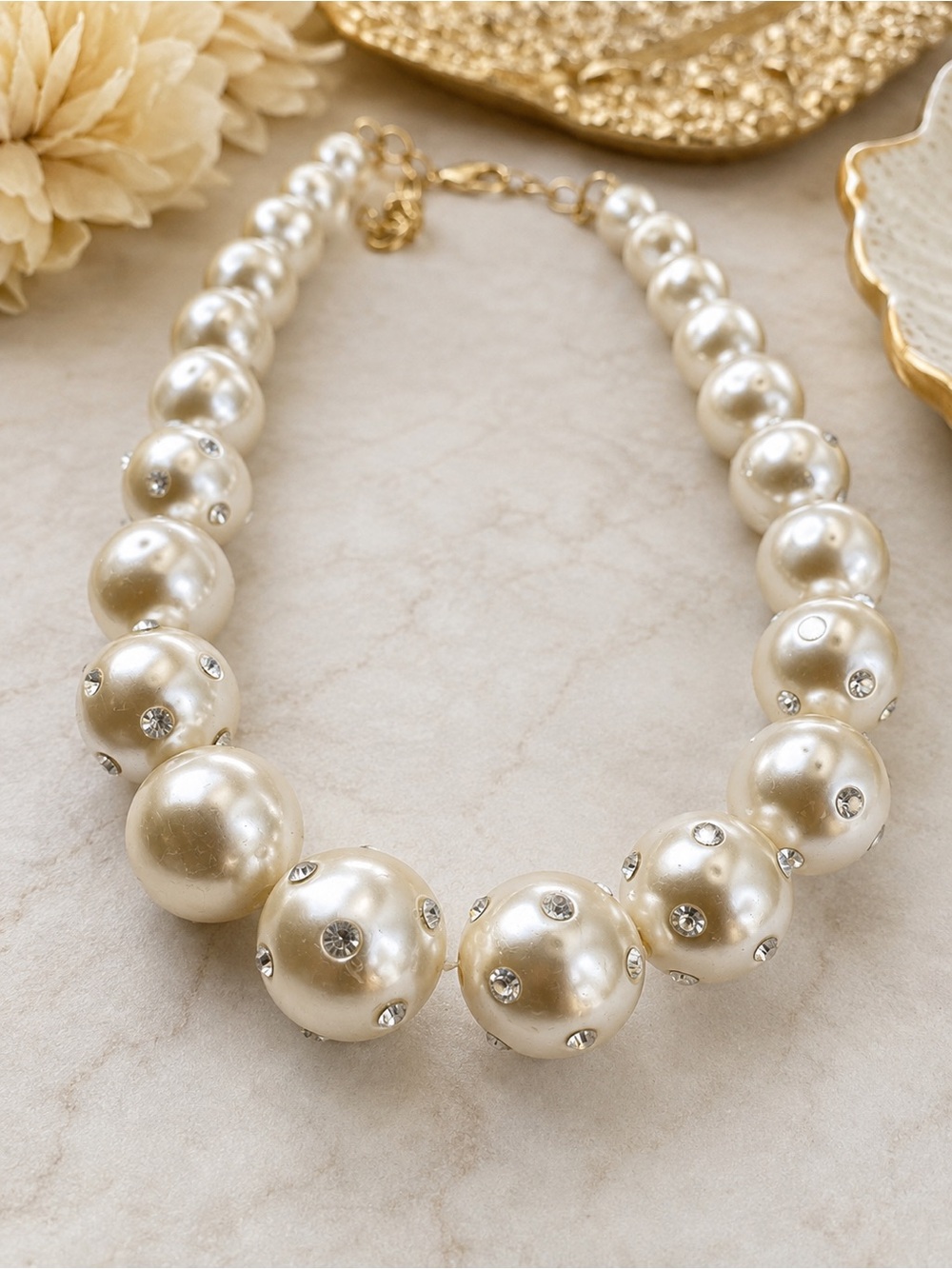 Ivory Pearl & Crystal Statement Necklace (BR1111/4)